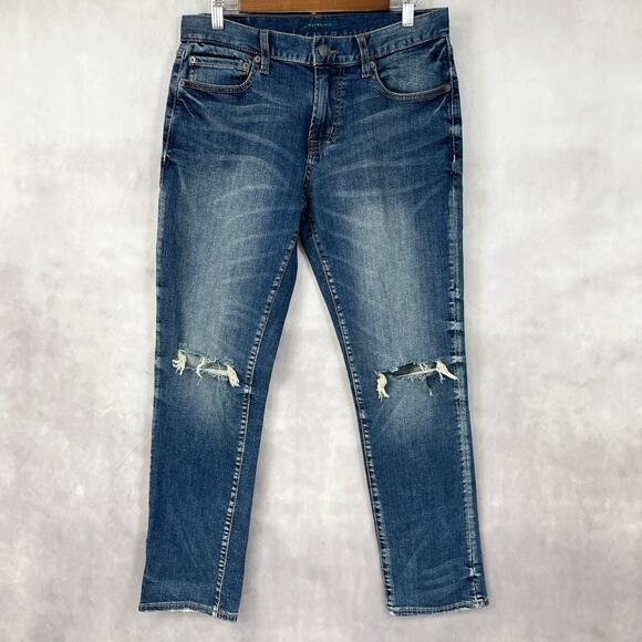 Aeropostale Mens Jeans Slim Dark Wash Destroyed Stretch Street Grunge Distressed - Picture 1 of 12